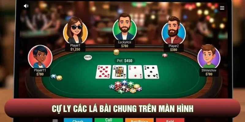 Cự ly các lá bài chung trên màn hình Cự ly các lá bài chung trên màn hình
