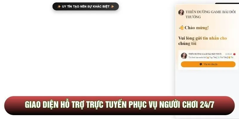 Giao diện hỗ trợ trực tuyến phục vụ người chơi 24/7 Giao diện hỗ trợ trực tuyến phục vụ người chơi 24/7