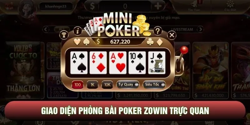 Giao diện phòng bài poker zowin trực quan Giao diện phòng bài poker zowin trực quan