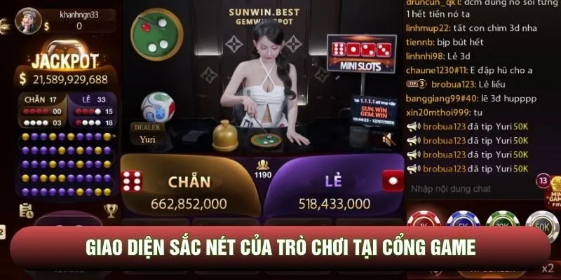 Giao diện sắc nét của trò chơi tại cổng game
