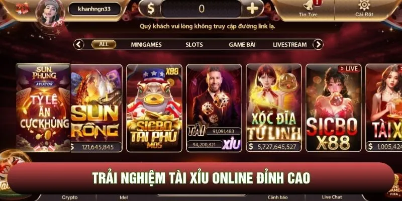 Trải nghiệm tài xỉu online đỉnh cao