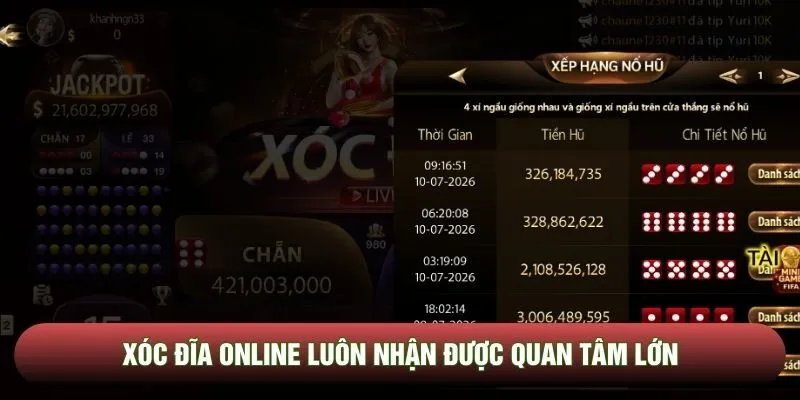 Xóc đĩa online luôn nhận được quan tâm lớn